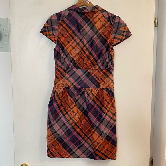 Ted Baker Chintz Finish Check Shirt Dress Side Pockets Size 2 - Picture 12 of 16